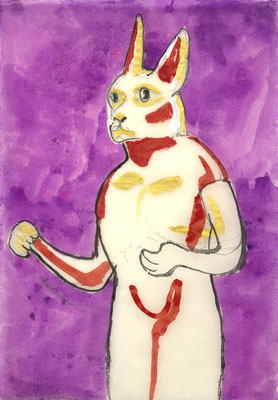 Bastet, Tinte auf Seidenpapier, 30 x 21 cm, 2024