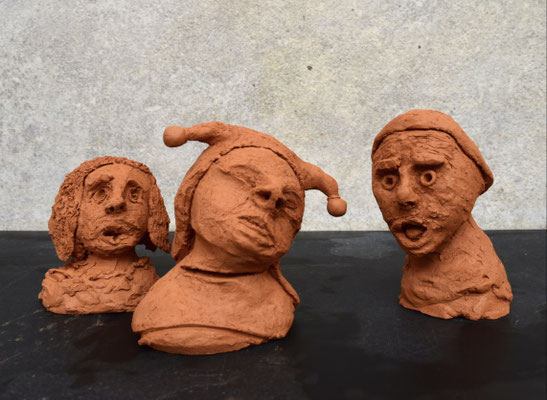 Bezoge 2, Ton gebrannt, Höhe 10 cm, aus Tonkopfserie 2024