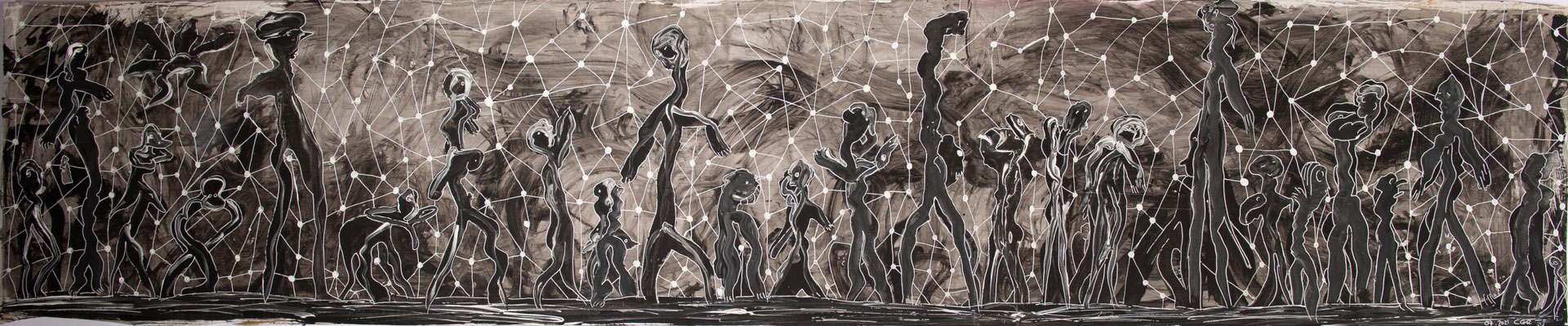Interstellarisch, Mischtechnik, 39 x 182 cm, 2021