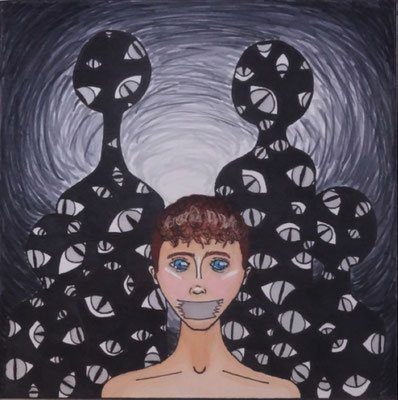 Ohne Titel, Touchmarker auf Papier, 17 x 17cm, 2020