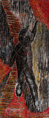 Loslassen, Mischtechnik, 160 x 67 cm, 2021