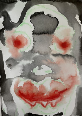 Ghost stories, Mischtechnik auf Papier, 30 x 21 cm, 2025