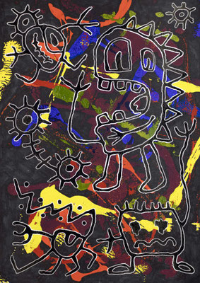 Bos iacta est, Mischtechnik auf Papier, 50 x 40 cm, 2024