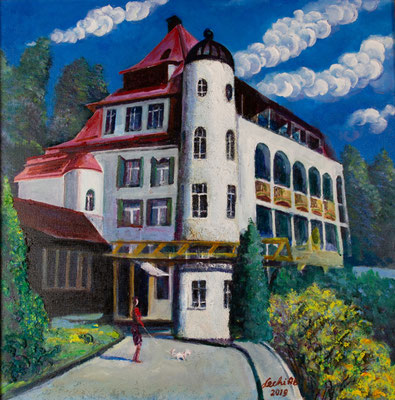 Hotel Solsana, 58 x 58 cm, Öl und Acryl auf Leinwand, 2019