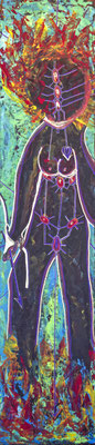 Folie hormonales, Acryl  / Mischtechnik auf Karton, 108 x 23.7 cm, 2025