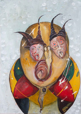 ohne Titel, Acryl auf Leinwand, 70 x 50 cm, 2023