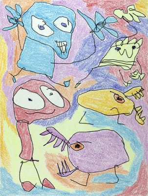 Mangelnde Wonne in der Badewanne, Wachspastell und Tuschestift auf Papier, 32 x 24 cm, 2024