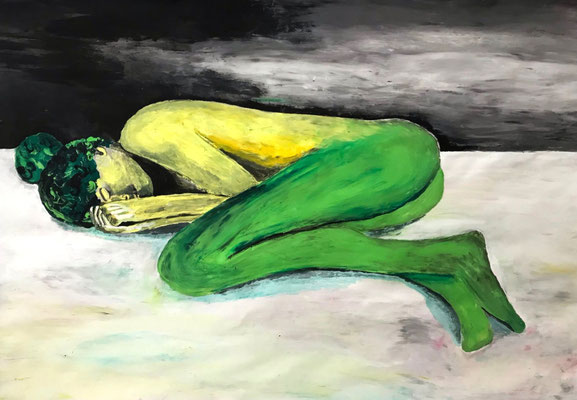 schön bi dir, Gouache auf Papier, 100 x 70 cm 2022