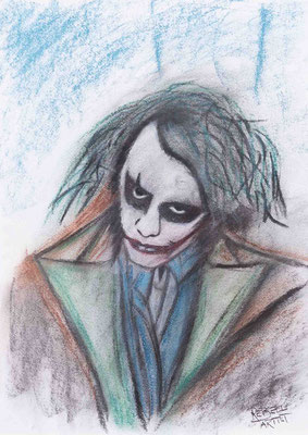 Jokerface, Pastellkreide auf Papier, 40 x 30 cm, 2024