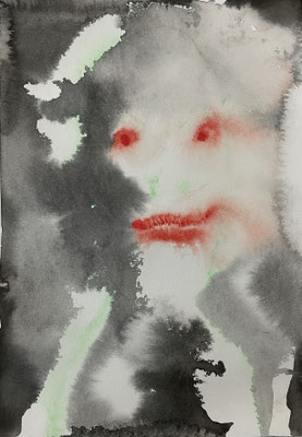 Ghost stories, Mischtechnik auf Papier, 30 x 21 cm, 2025