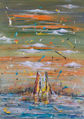 ohne Titel, Acryl auf Leinwand, 70 x 50 cm, 2023