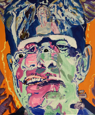 Ohne Titel, Gouache auf Leinwand, 60 x 50 cm, 2024