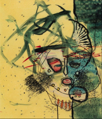 «Schreiender, 19.5.97», Tusche, Filzstift, Aquarell und Bleistift auf Papier, 31 x 275 cm, 1997 , von Philippe Saxer