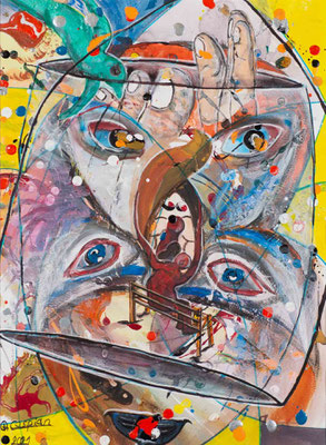 ohne Titel, Acryl auf Papier, 40 x 30 cm, 2021
