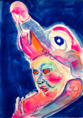Doppelkopf, Acryl auf Papier, 42 x 30 cm, 2025