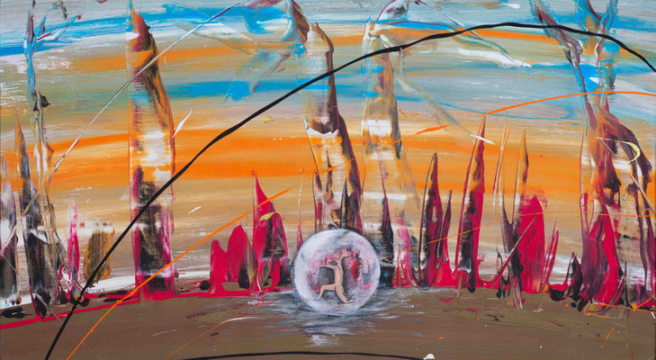 ohne Titel, Acryl auf Papier, 60 x 110 cm, 2018