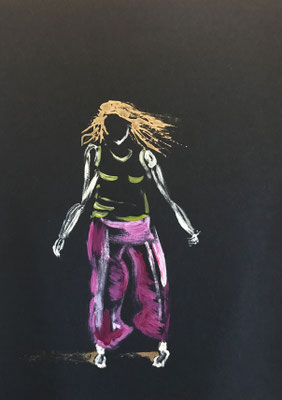 Bild V Tanzserie, Acryl auf Papier, 30 x 21 cm, 2023