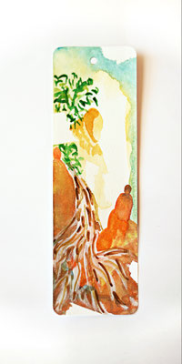 Face à face avec la montagne, Aquarelle/ Farbstift auf Papier, 15 x 5 cm, 2026