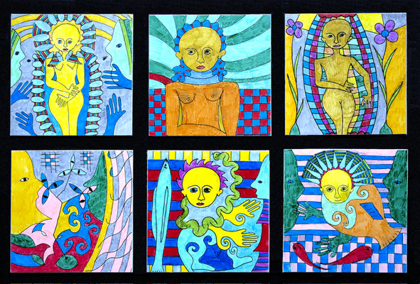 Ohne Titel, Filzstift auf Papier auf MDF, 30 x 45 cm, 2025
