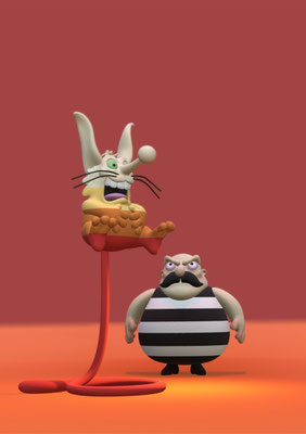 Stripy (aus der Fernsehserie „Scacciapensieri“ nach dem Original von Bruno Bozzetto), 3D Illustration (Nomad Sculpt), 148 x 210 mm, 2021