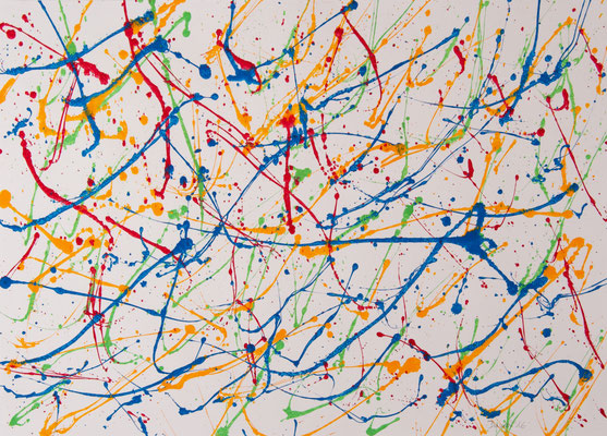 Synapsen bunt, Gouache auf Papier, 70 x 50 cm, 2016