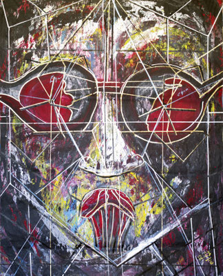 Autres angles de stratégie, Acryl / Mischtechnik auf Papier, 76.5 x / 63.5 cm, 2025