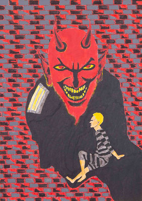 Teufelsangst, Acryl auf Hochglanzpapier, 40 x 30 cm, 2024