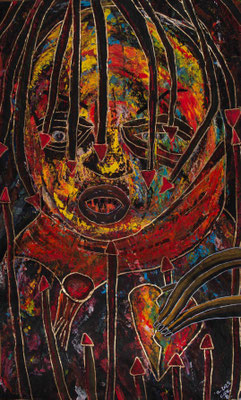 Pic à vif, Acryl/Gouache/Kugelschreiber auf Papier, 100 x 90 cm, 2023
