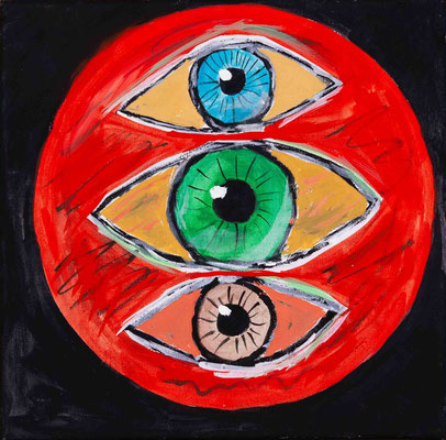 Verlogene Augen, Acryl auf Leinwand, 30 x 30 cm, 2023