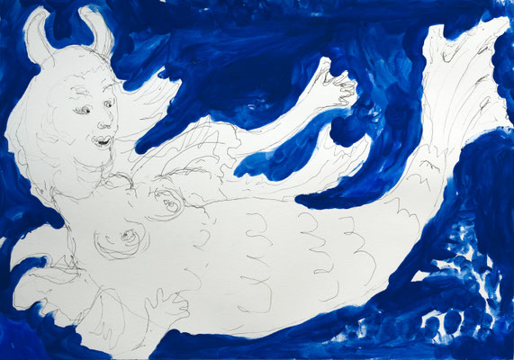 Mermaid, Mischtechnik auf Papier, 30 x 42 cm, 2026