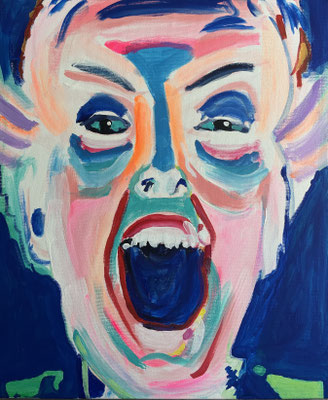 Ohne Titel, Gouache auf Leinwand, 60 x 50 cm, 2024