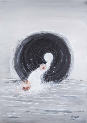 ohne Titel, Acryl auf Leinwand, 70 x 50 cm, 2024