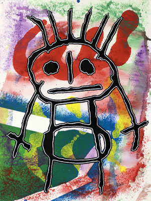 Pluto, Mischtechnik auf Papier, 32 x 24 cm, 2024