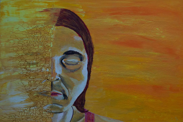 Splitter, Gouache auf Leinwand, 60 x 90 cm, 2022