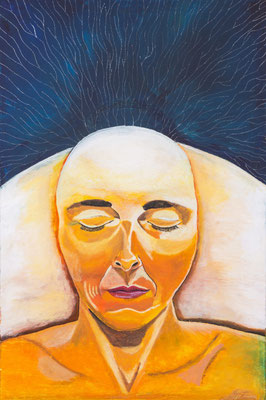 Verbunde, Gouache auf Leinwand, 90 x 60 cm, 2022