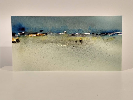 "ginder" -26, 2023 / watercolor on paper and wood panel / 15x30x3 cm (Sold/Private collection in Zwolle)