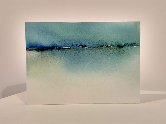 "ginder" -31, 2023 / watercolor on paper and wood panel / 16x22x3 cm