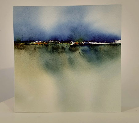 "ginder" -15, 2023 / watercolor on paper and wood panel / 15x15x3 cm