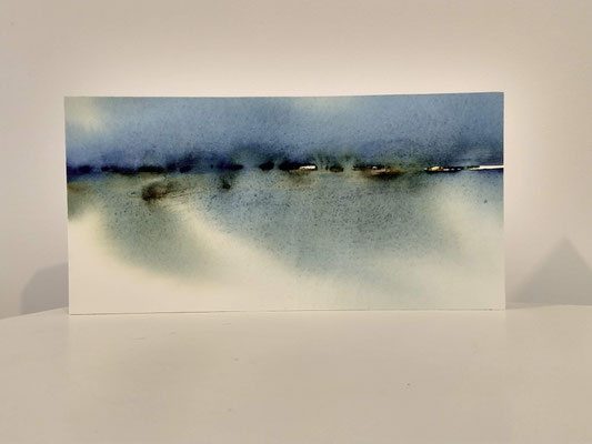 "ginder" -24, 2023 / watercolor on paper and wood panel / 15x30x3 cm (Sold/private collection in Switserland)