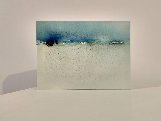 "ginder" -29, 2023 / watercolor on paper and wood panel / 16x22x3 cm