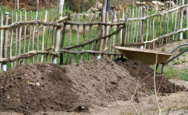 15 Schubkarren voll eigener Kompost für den künftigen Gemüsegarten