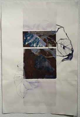 Blatt | 59 x 79 cm | Tusche, Rost und Cyanotype auf Papier