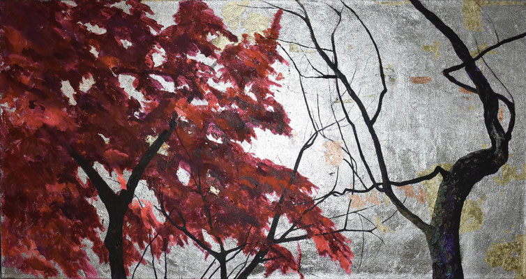 acer palmatum | 90 x 170cm | ink and silver leaves on linen | 4000€