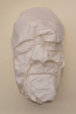 Knautschgesicht I / 2014 / Papier, Leim, auf Holzfaserplatte / 30x40x10cm 