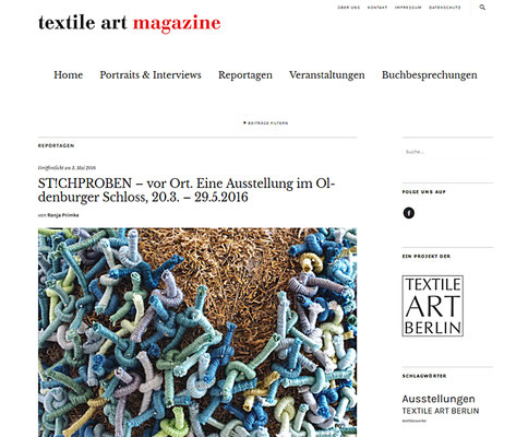 Ronja Primke in: textile art magazine. Online Magazin.