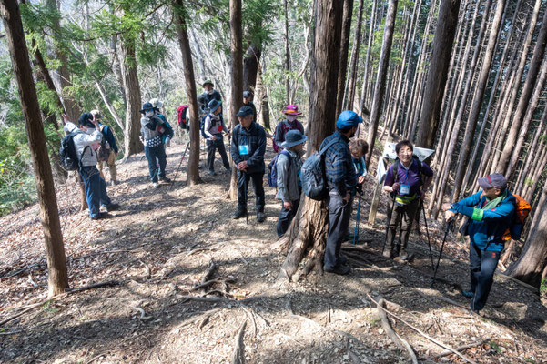 水平道へトラバースする手前で休憩