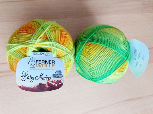 Baby Merino 160, Farbe 473 grün-orange, noch 1 Knäuel