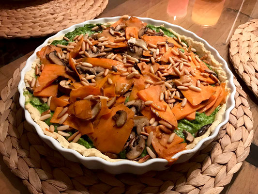 Pi mal Butter Mädchenvöllerei Süßkartoffel Tarte mit Avocado Creme