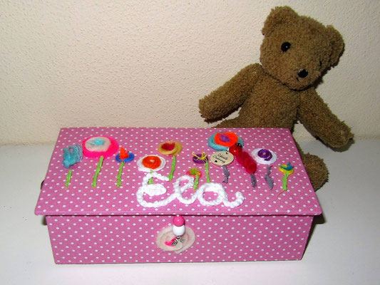 S Lolli Pop kleines Kinderschmuckkästchen rose mit Name, handgemachte Geschenkbox