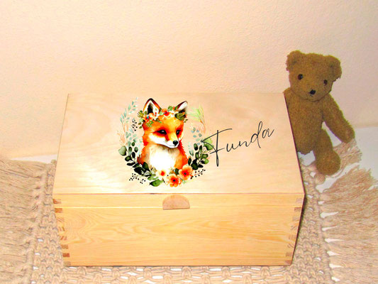 Funda Füchslein Boho - Holz Schmuckkiste Namensbox 2teilig mit Fächern